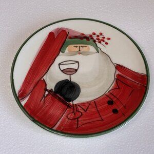 Vietri Old St. Nick Canapé Plate 7” Dish Santa Wine Made In Italy Red Green